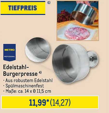 Edelstahl-Burgerpresse