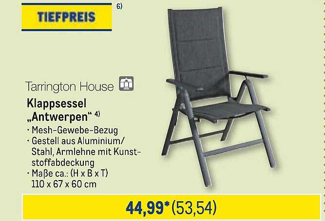 Klappsessel "Antwerpen" von Tarrington House
