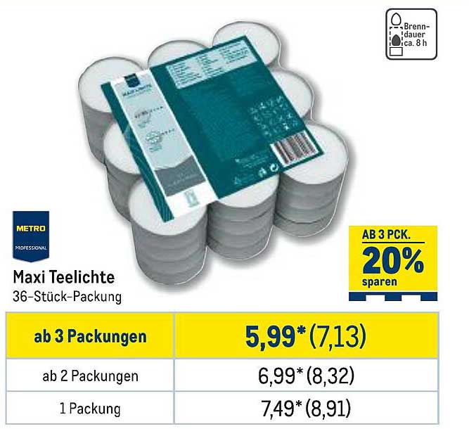 Maxi Teelichte 36-Stück-Packung