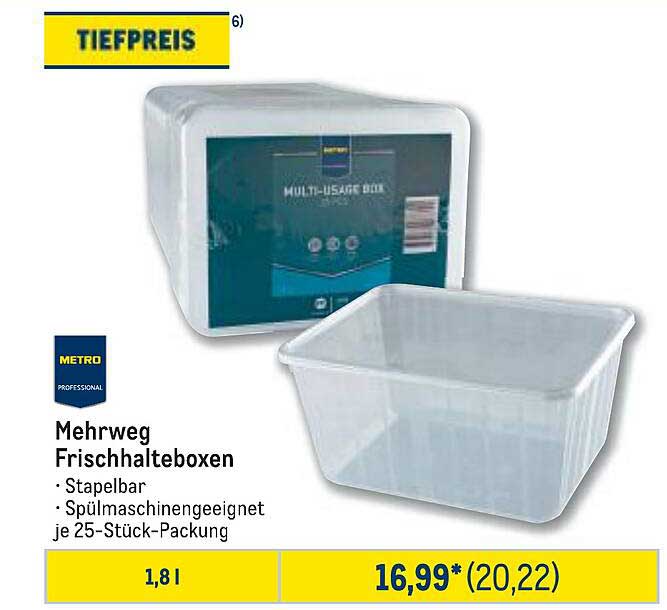 Mehrweg Frischhaltedosen - Stapelbar und Spülmaschinengeeignet