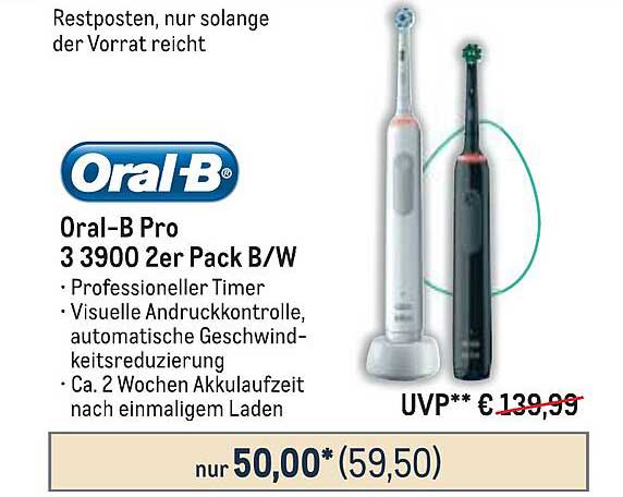 Oral-B Pro 3 3900 2er Pack B/W