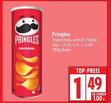 Pringles Stapelchips, verschiedene Sorten 165g Dose