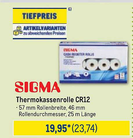 SIGMA Thermokassenrolle CR12