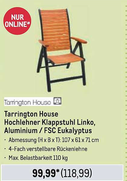 Tarrington House Hochlehner Klappstuhl Linko, Aluminium / FSC Eukalyptus