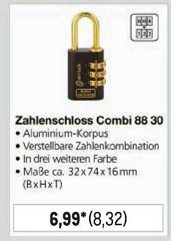 Zahlenschloss Combi 88 30