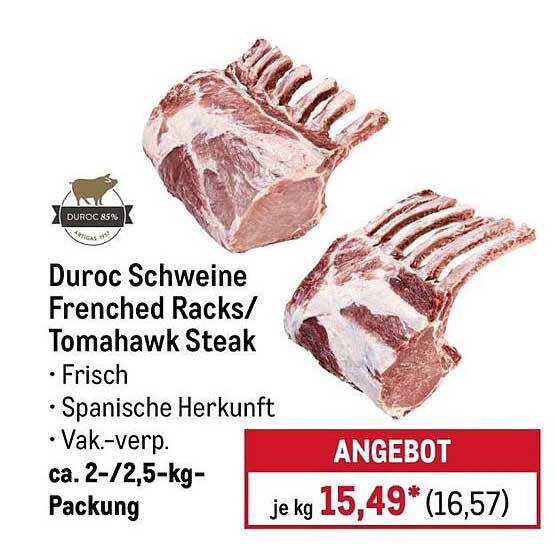 Duroc Schweine Frenched Racks/ Tomahawk Steak