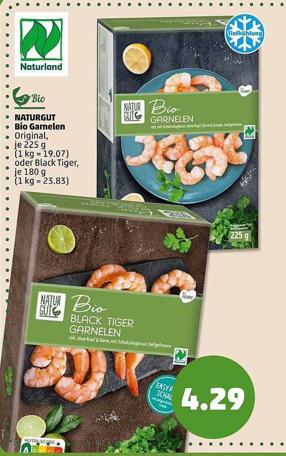 NATURGUT Bio Garnelen Original, je 225 g oder Black Tiger, je 180 g