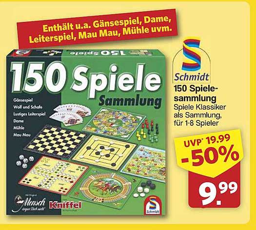 150 Spiele-Sammlung von Schmidt - Jetzt für nur 9,99 €!