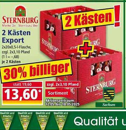 2 Kästen Sternburg Export - 30% günstiger!