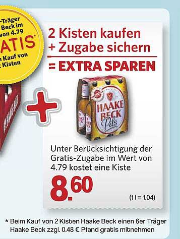 2 Kisten Haake Beck Pils kaufen + Gratis-Zugabe sichern