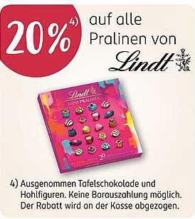 20% Rabatt auf alle Pralinen von Lindt