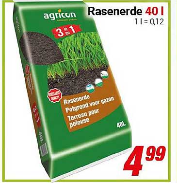 Agricon Rasenerde 40l - 3 in 1 für Ihren Garten