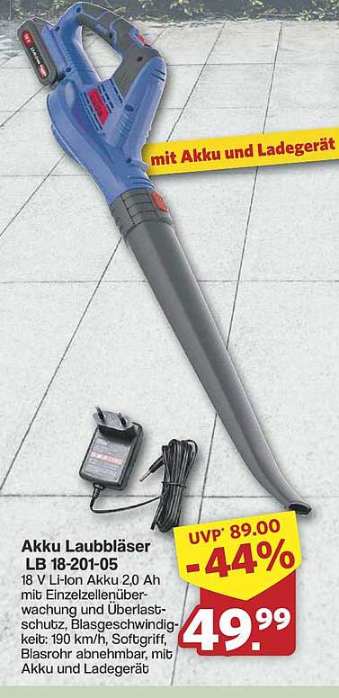 Akku Laubbläser LB 18-201-05 mit Akku und Ladegerät