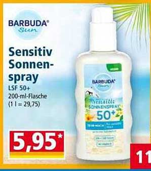 BARBUDA Sun Sensitiv Sonnenspray LSF 50+ 200-ml-Flasche