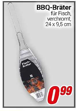 BBQ-Bräter für Fisch, verchromt, 24 x 9,5 cm
