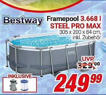 Bestway Framepool 3.668 l STEEL PRO MAX inkl. Zubehör
