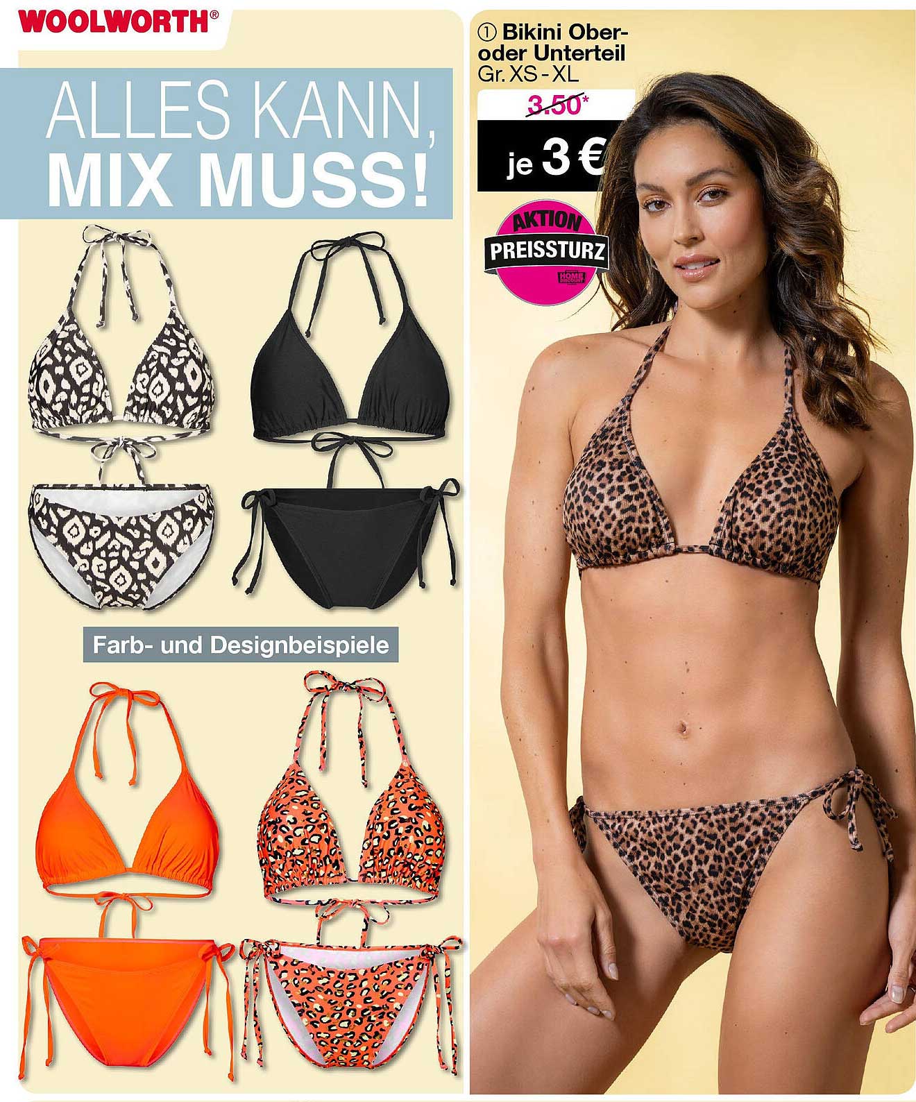 Bikini Ober- oder Unterteil Gr. XS-XL für 3 €