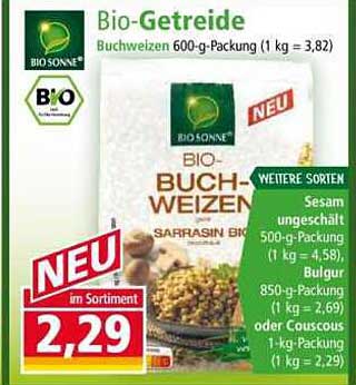 Bio-Getreide Buchweizen 600-g-Packung (1 kg = 3,82)