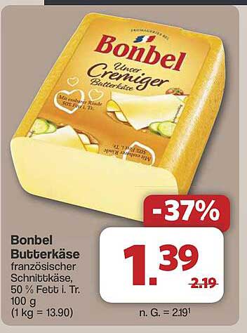 Bonbel Butterkäse französischer Schnittkäse, 50 % Fett i. Tr. 100 g
