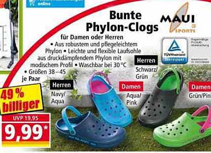 Bunte Phylon-Clogs für Damen oder Herren
