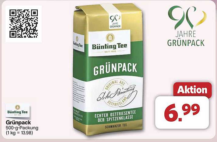 Bünting Tee Grünpack 500 g – Echter Ostfriesentee der Spitzenklasse