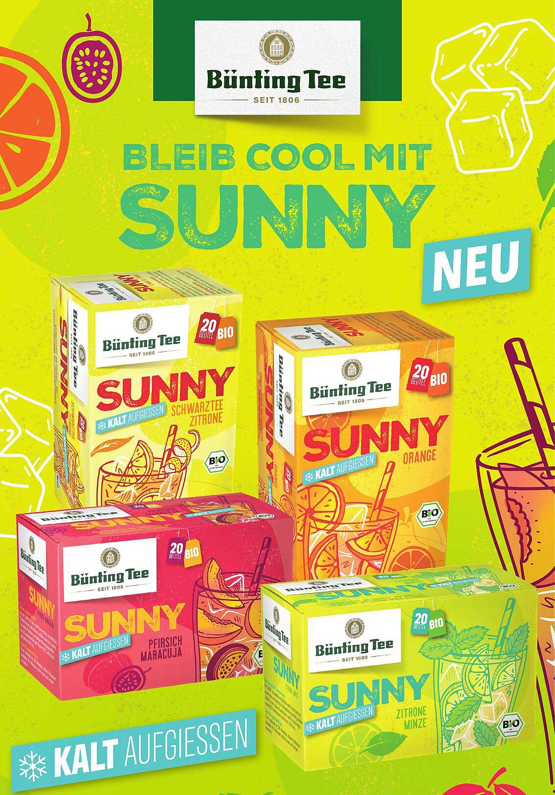 Bünting Tee SUNNY – Kalt aufgegossen in verschiedenen Sorten