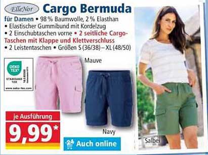 Cargo Bermuda für Damen - Farben Mauve, Navy und Salbei