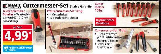 Cuttermesser-Set 33tlg. mit 3 Jahren Garantie
