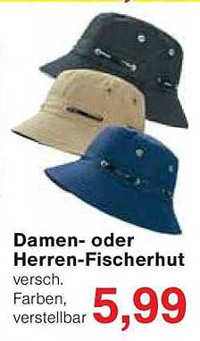 Damen- oder Herren-Fischerhut in verschiedenen Farben, verstellbar