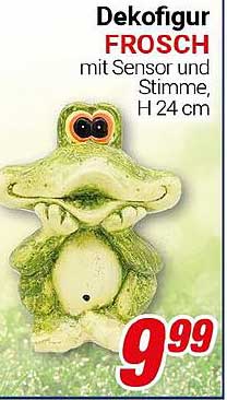 Dekofigur Frosch mit Sensor und Stimme, H 24 cm