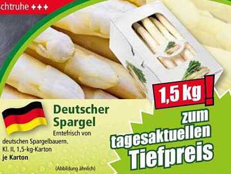 Deutscher Spargel 1,5 kg zum tagesaktuellen Tiefpreis