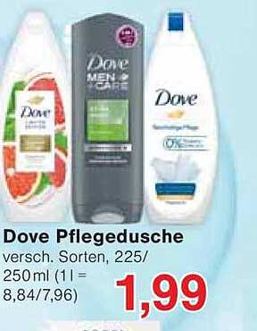 Dove Pflegedusche verschiedene Sorten, 225/250 ml – nur 1,99 €