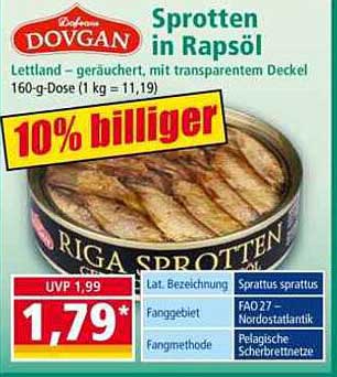 Dovgan Sprotten in Rapsöl 160-g-Dose