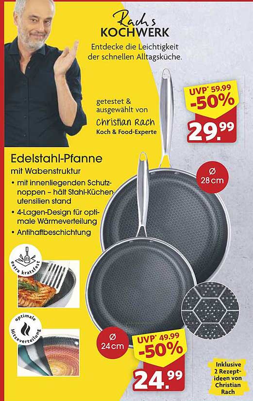Edelstahl-Pfanne mit Wabenstruktur – von Christian Rach