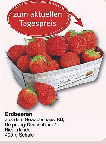 Erdbeeren aus dem Gewächshaus, 400-g-Schale