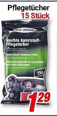 Feuchte Kunststoff-Pflegetücher – 15 Stück