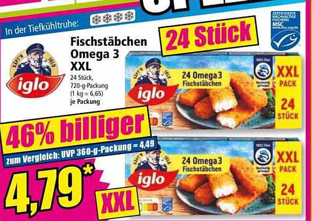Fischstäbchen Omega 3 XXL - 24 Stück