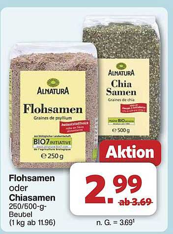 Flohsamen oder Chiasamen 250/500-g Beutel – Angebot bei Famila Nord West