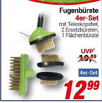 Fugenbürste 4er-Set mit Teleskopstil