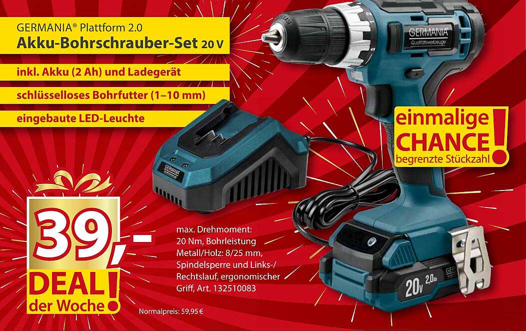 GERMANIA® Plattform 2.0 Akku-Bohrschrauber-Set 20 V