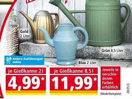 Gießkanne in verschiedenen Farben 2 Liter für nur 4,99 €