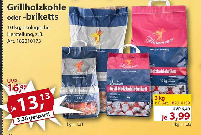 Grillholzkohle oder -briketts 10 kg