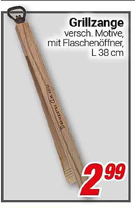 Grillzange verschiedenste Motive, mit Flaschenöffner, L 38 cm
