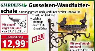 Gusseisen-Wandfutterschale - Handgefertigt für Ihre Gartenfreunde
