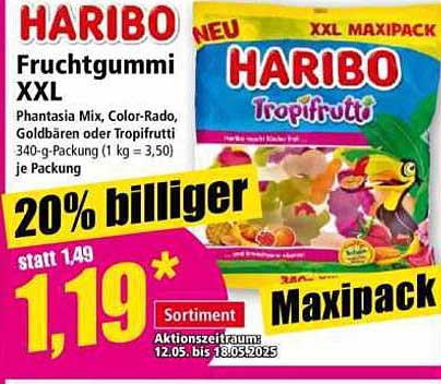 HARIBO Fruchtgummi XXL - Tropifrutti Maxipack