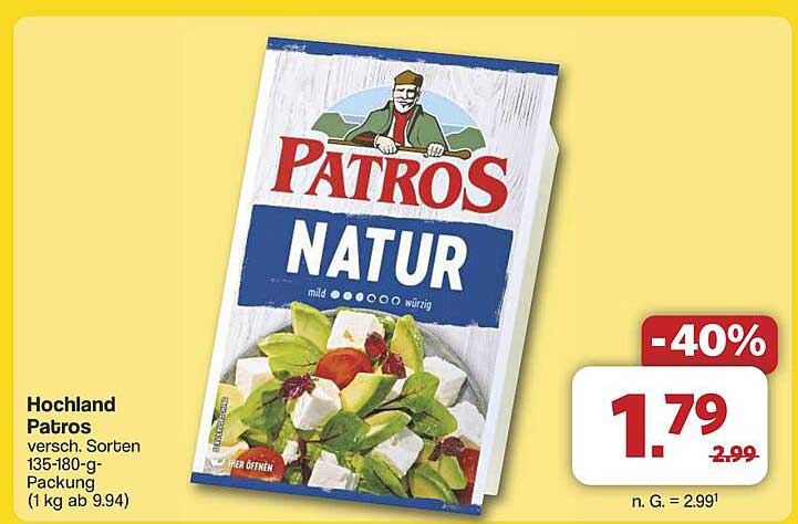 Hochland Patros Natur 135-180g - Jetzt 40% günstiger!