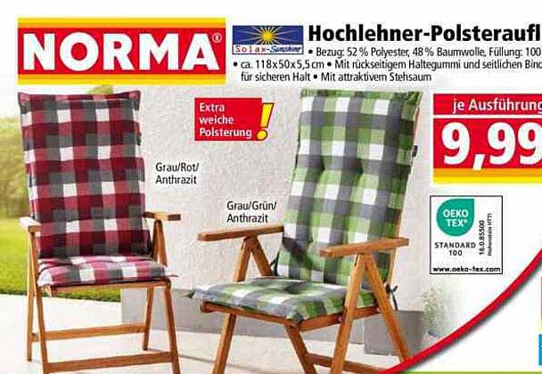 Hochlehner-Polsterauflage in Grau/Rot und Grau/Grün