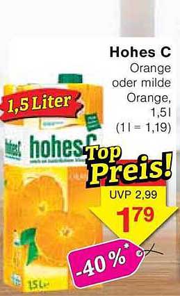 Hohes C Orange oder milde Orange, 1,5l