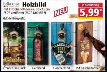 Holzbilder mit Flaschenöffner von bella casa