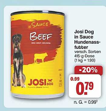 Josi Dog in Sauce Hundenassfutter 415-g-Dose